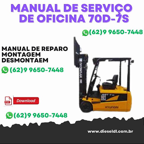 MANUAL DE SERVIÇO DE OFICINA  EMPILHADEIRAS  HDF 50-7S HDF 70-7S HYUNDAI