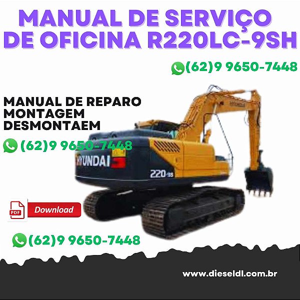 MANUAL DE SERVIÇO DE OFICINA ESCAVADEIRA R220LC-9SH  HYUNDAI