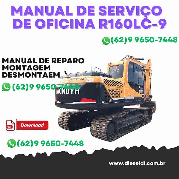 MANUAL DE SERVIÇO  DE OFICINA ESCAVADEIRA R160LC-9 R180LC-9 HYUNDAI