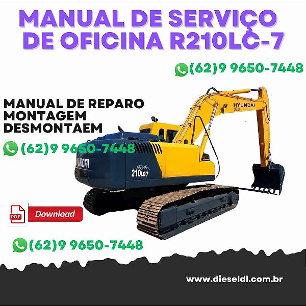 MANUAL DE SERVIÇO DE OFICINA ESCAVADEIRA R210LC-7 HYUNDAI