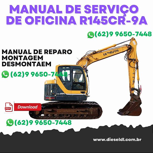 MANUAL DE SERVIÇO DE OFICINA ESCAVADEIRA R145CR-9A R145CRD-9A  HYUNDAI