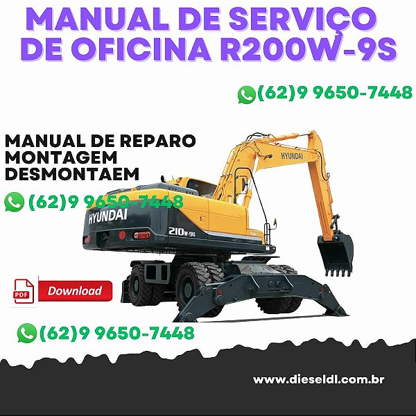 MANUAL DE SERVIÇO DE OFICINA ESCAVADEIRA R210W-9S HYUNDAI