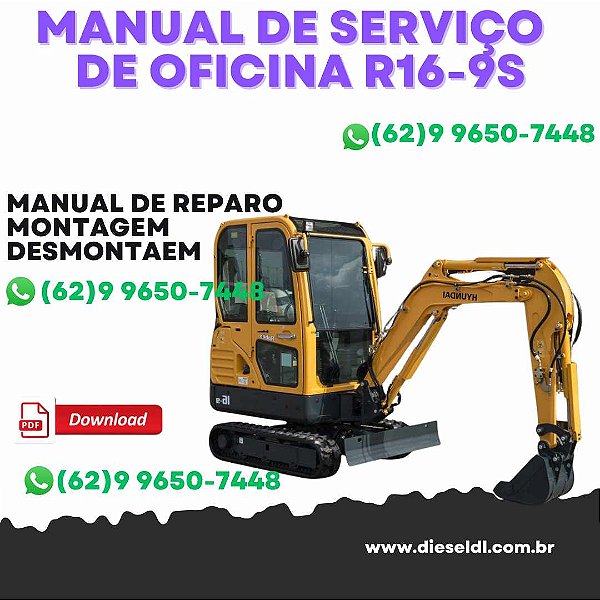 MANUAL DE SERVIÇO DE OFICINA ESCAVADEIRA R16-9S  HYUNDAI