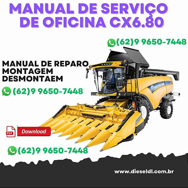 MANUAL DE SERVIÇO DE OFICINA COLHEITADEIRA CR6.80  NEW HOLLAND