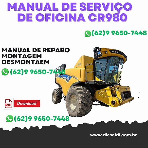 MANUAL DE SERVIÇO  DE OFICINA CR920 CR940 CR960 CR970 CR980 COLHEITADEIRAS NEW HOLLAND