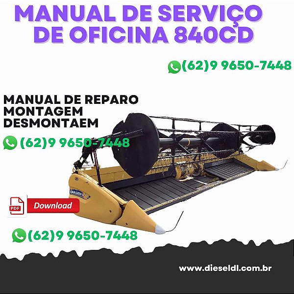 MANUAL DE SERVIÇO  DE OFICINA DRAPER 840CD 880CF NEW HOLLAND