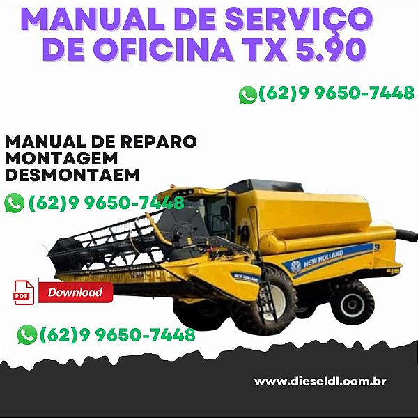 MANUAL DE SERVIÇO  DE OFICINA PARTE ELÉTRICA TX 5.90 COLHEITADEIRA + CÓDIGOS DE ERRO  NEW HOLLAND