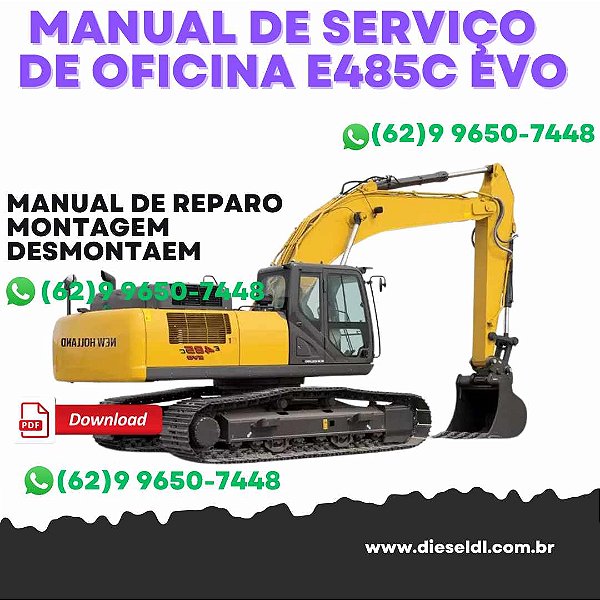 MANUAL DE SERVIÇO  DE OFICINA E485C EVO E505C EVO ESCAVADEIRAS NEW HOLLAND