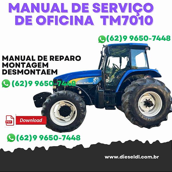 MANUAL DE SERVIÇO  DE OFICINA  TRATORES TM7010 7020 7030 7040 NEW HOLLAND