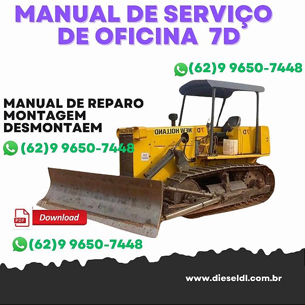 MANUAL DE SERVIÇO  DE OFICINA ESTEIRAS 7D NEW HOLLAND