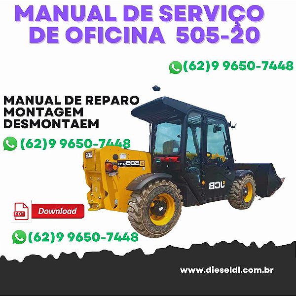 MANUAL DE SERVIÇO  DE OFICINA  MANIPULADOR TELESCOPICO 505-20  JCB