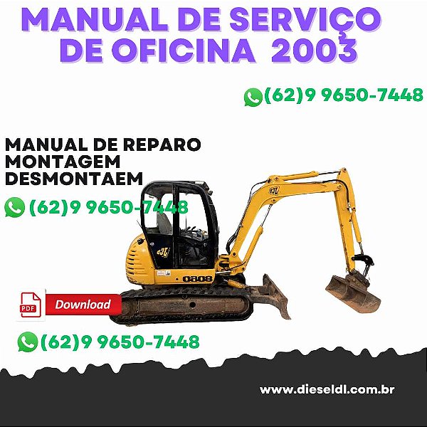 MANUAL DE SERVIÇO DE OFICINA  DADOS DE SERVIÇO E DIAGRAMAS MÁQUINAS DE 1992 A 2003  JCB