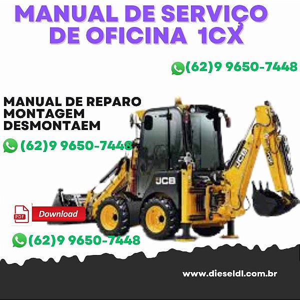 MANUAL DE SERVIÇO DE OFICINA JCB 1CX MINI RETROESCAVADEIRA  JCB