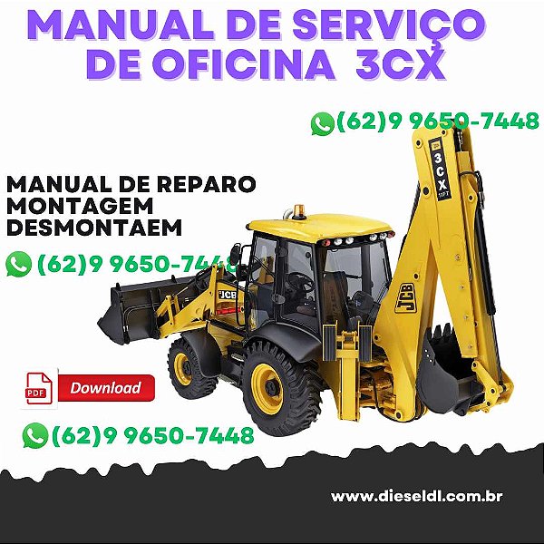 MANUAL DE SERVIÇO DE OFICINA RETROESCAVADEIRA 3CX 4CX 214 215 217  JCB