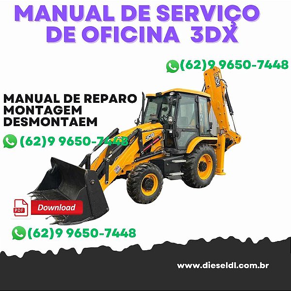 MANUAL DE SERVIÇO DE OFICINA RETROESCAVADEIRA 3DX  JCB
