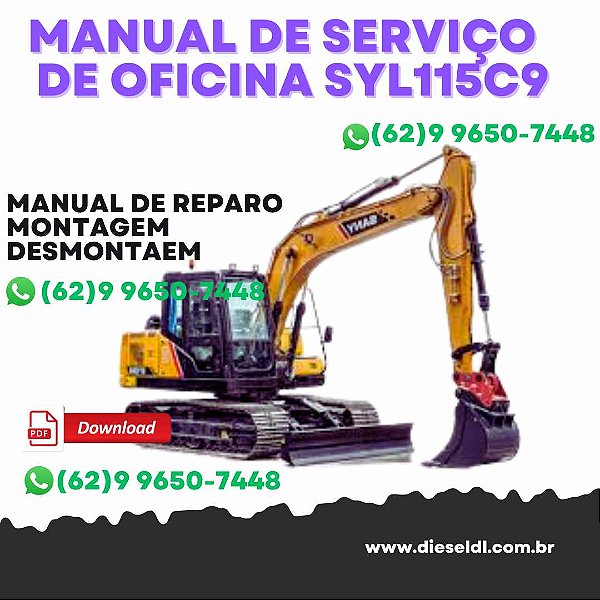 MANUAL DE SERVIÇO DE OFICINA  ESCAVADEIRAS SY115C9 SY135C9 SANY