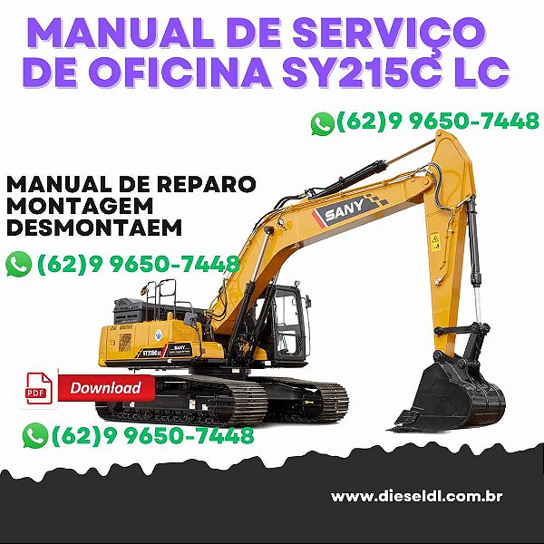 MANUAL DE SERVIÇO DE OFICINA ESCAVADEIRAS SY215C LC  SANY
