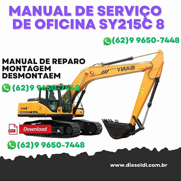 MANUAL DE SERVIÇO DE OFICINA ESCAVADEIRAS SY205C8 SY215C8  SANY