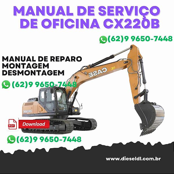 MANUAL DE SERVIÇO DE OFICINA ESCAVADEIRA CX220B  CASE