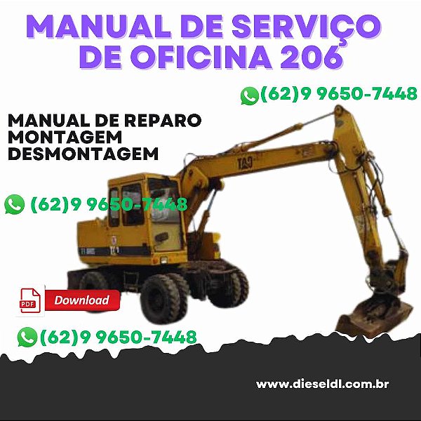 MANUAL DE SERVIÇO DE OFICINA ESCAVADEIRA 206 CAT