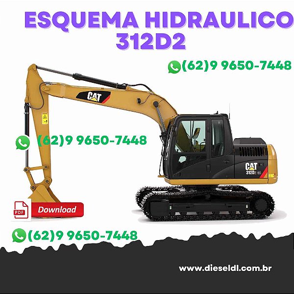 ESQUEMA HIDRÁULICO ESCAVADEIRA 312D2 313D2 CAT