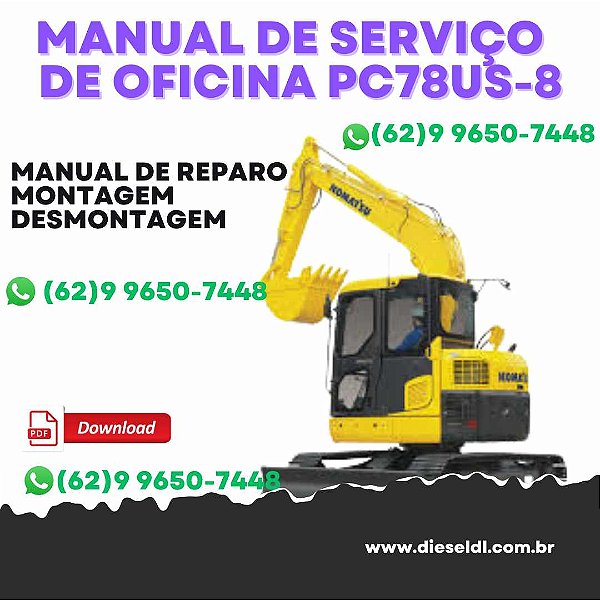 MANUAL DE SERVIÇO DE OFICINA ESCAVADEIRA  PC78US-8 KOMATSU