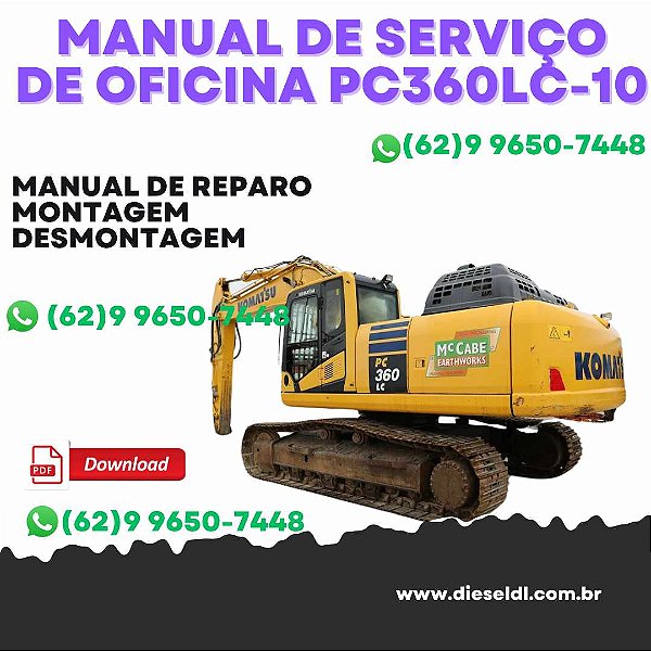 MANUAL DE SERVIÇO DE OFICINA ESCAVADEIRA PC360LC-10 KOMATSU