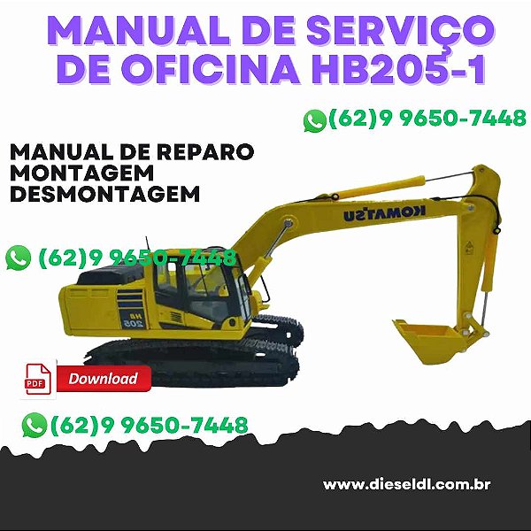 MANUAL DE SERVIÇO DE OFICINA ESCAVADEIRA HB205-1 HYBRID  KOMATSU