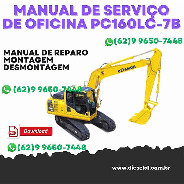 MANUAL DE SERVIÇO DE OFICINA ESCAVADEIRA PC160LC-7B KOMATSU