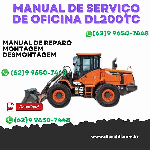 MANUAL DE SERVIÇO  DE OFICINA CARREGADEIRA DL200 DL200TC DOOSAN
