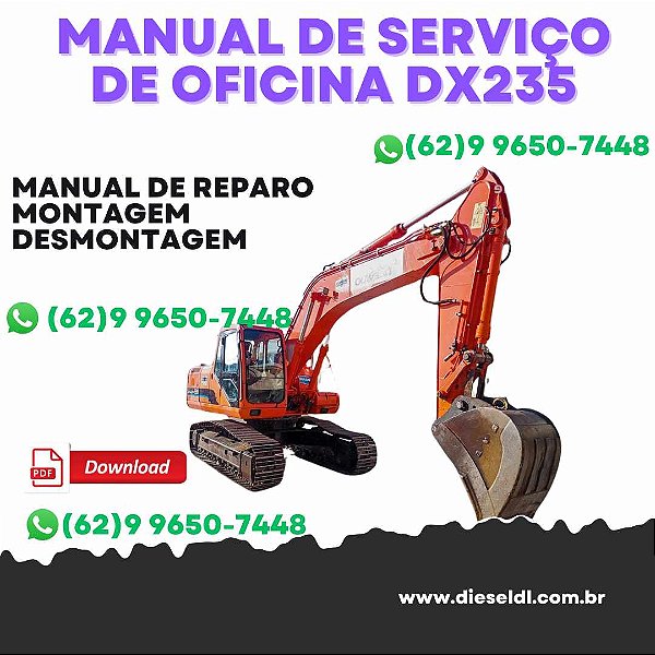 MANUAL DE SERVIÇO  DE OFICINA ESCAVADEIRA DX235 NLC-5 - DOOSAN