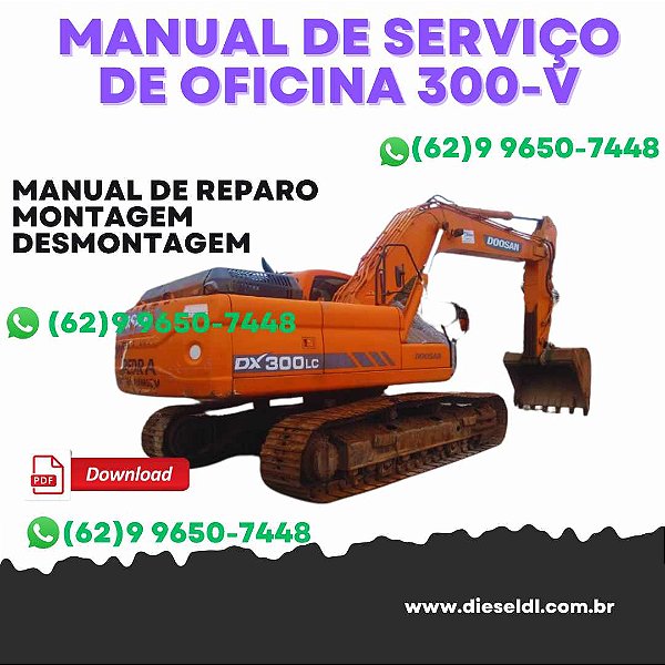 MANUAL DE SERVIÇO  DE OFICINA ESCAVADEIRA MEGA 300-V DOOSAN