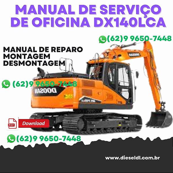 MANUAL DE SERVIÇO  DE OFICINA ESCAVADEIRA DX140LC DOOSAN