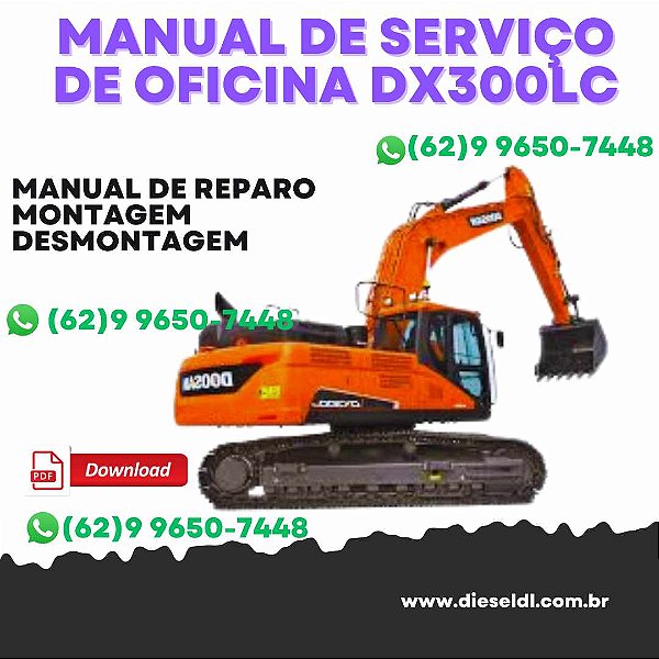 MANUAL DE SERVIÇO  DE OFICINA ESCAVADEIRA DX300LC DOOSAN