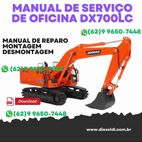 MANUAL DE SERVIÇO  DE OFICINA ESCAVADEIRA DX700LC DOOSAN