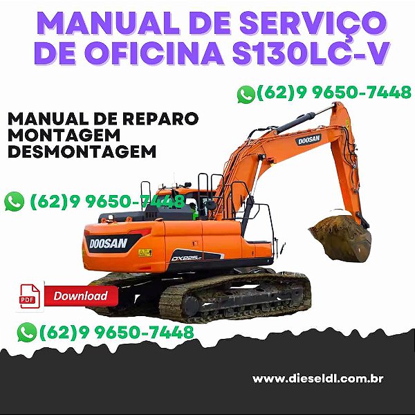 MANUAL DE SERVIÇO  DE OFICINA ESCAVADEIRA S130LC-V DOOSAN