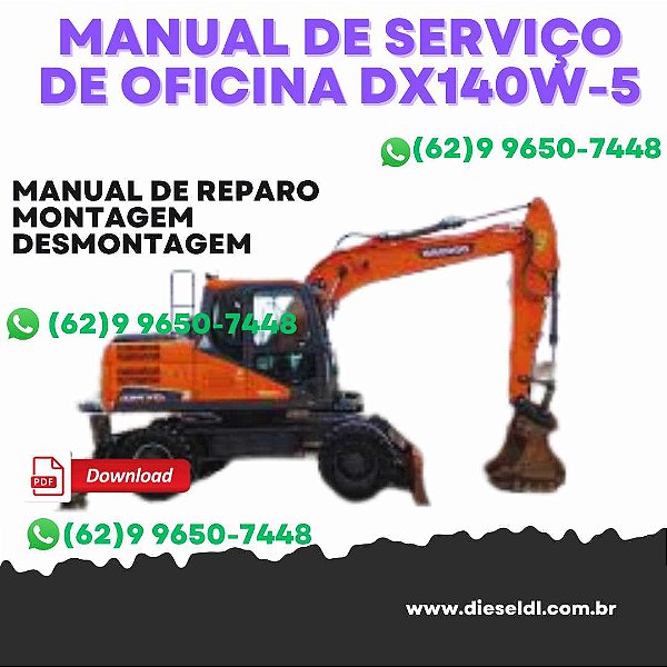 MANUAL DE SERVIÇO  DE OFICINA ESCAVADEIRA  DX140W-5 DX160W-5  DOOSAN