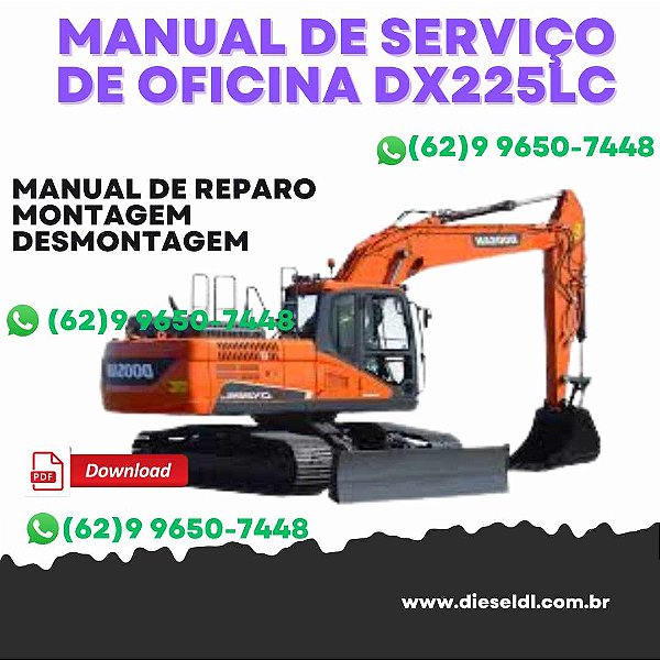 MANUAL DE SERVIÇO  DE OFICINA  ESCAVADEIRA DX225LC DOOSAN