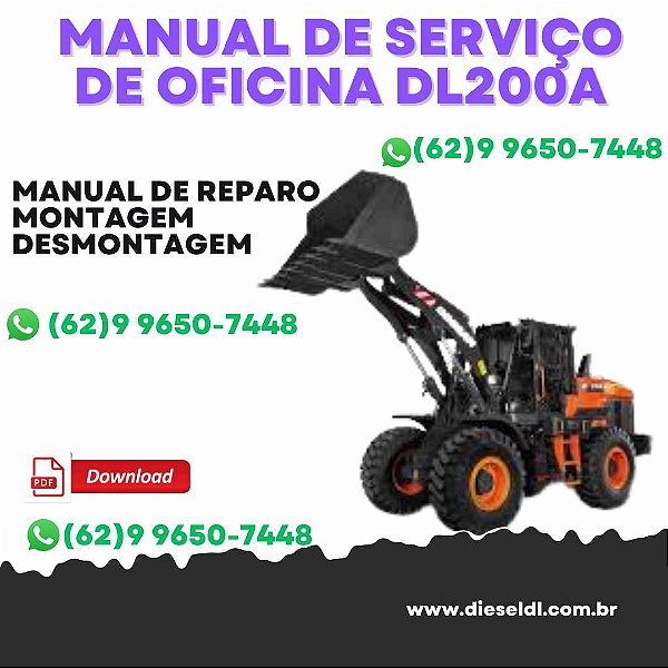 MANUAL DE SERVIÇO  DE OFICINA  CARREGADEIRA DL200A  DOOSAN