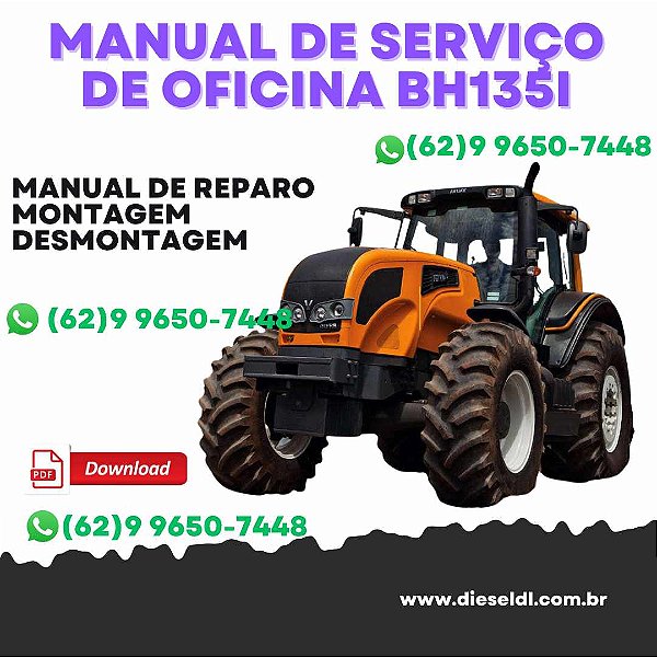 MANUAL DE SERVIÇO  DE OFICINA TRATORES BH135I BH145 BH165 BH180 BH200 BH210I VALTRA