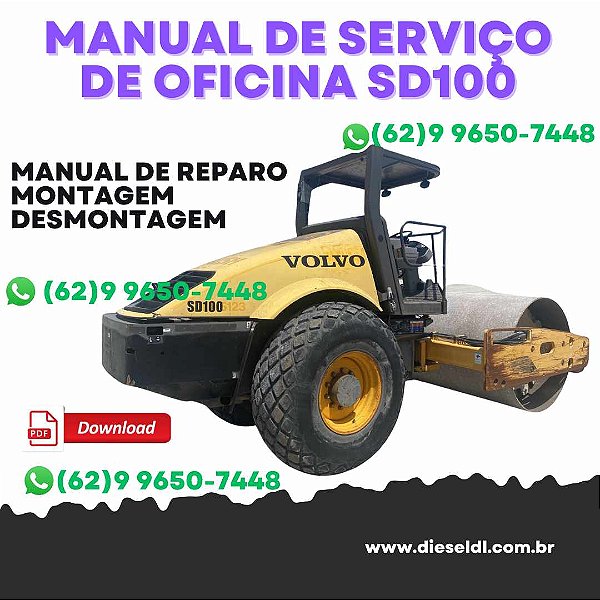 MANUAL DE SERVIÇO  DE OFICINA ROLO COMPACTADOR SD100 SD105  VOLVO