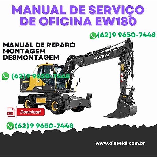 MANUAL DE SERVIÇO  DE OFICINA ESCAVADEIRA DE RODAS EW180 VOLVO