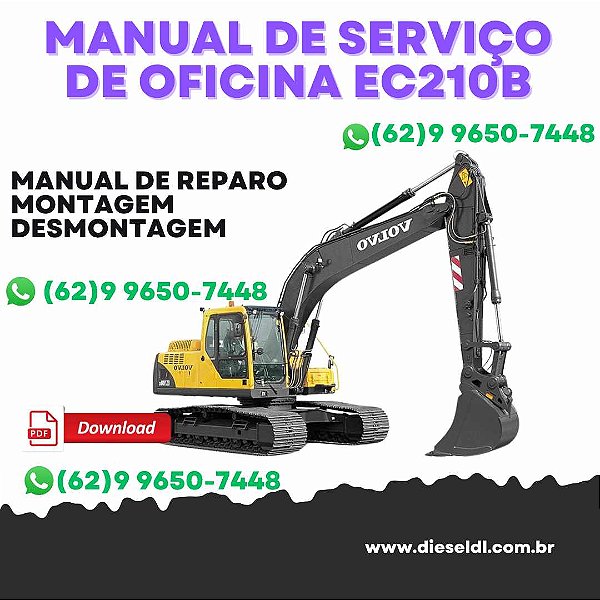 MANUAL DE SERVIÇO  DE OFICINA ESCAVADEIRA  EC210B LC VOLVO