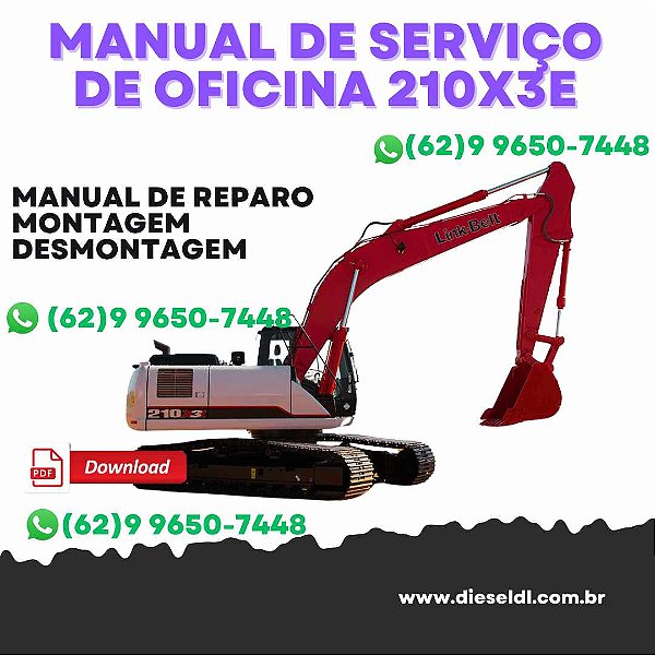 MANUAL DE SERVIÇO DE OFICINA  ESCAVADEIRA 210X3E LINK-BELT