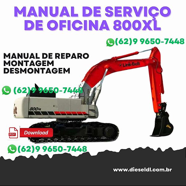 MANUAL DE SERVIÇO DE OFICINA ESQUEMA ELÉTRICO ESCAVADEIRA 800XL LINK-BELT
