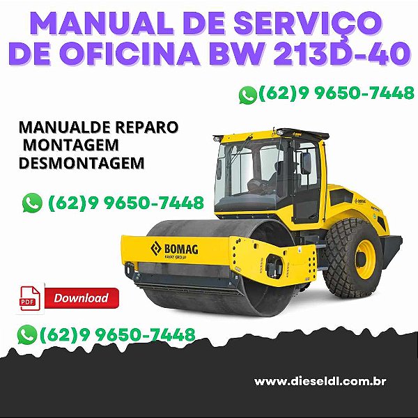 MANUAL DE SERVIÇO DE OFICINA   ROLO COMPACTADOR BW213D-40 BOMAG