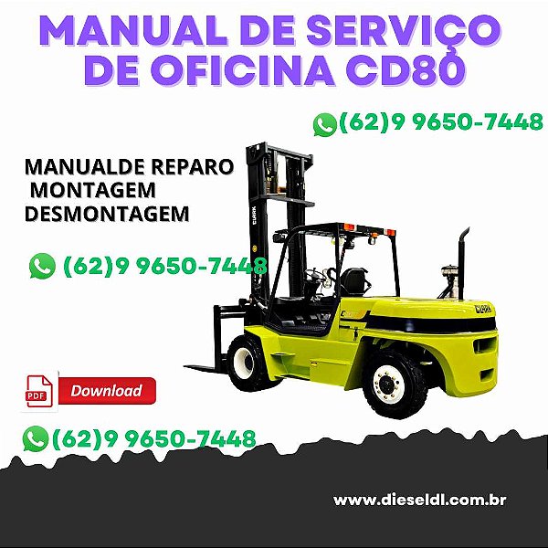 MANUAL DE SERVIÇO DE OFICINA EMPILHADEIRA C60D  C80D  CLARK