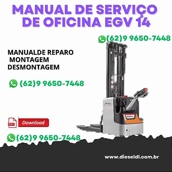 MANUAL DE SERVIÇO DE OFICINA PALETEIRAS EGV 14 16  STILL