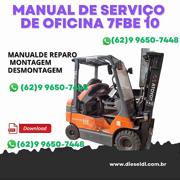 MANUAL DE SERVIÇO DE OFICINA EMPILHADEIRAS SÉRIE 7FB 10 35 TOYOTA