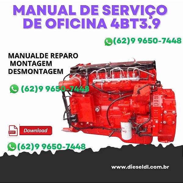 MANUAL DE SERVIÇO DE OFICINA  MOTOR  SERIE B 4BT3.9 6BT5.9  CUMMINS